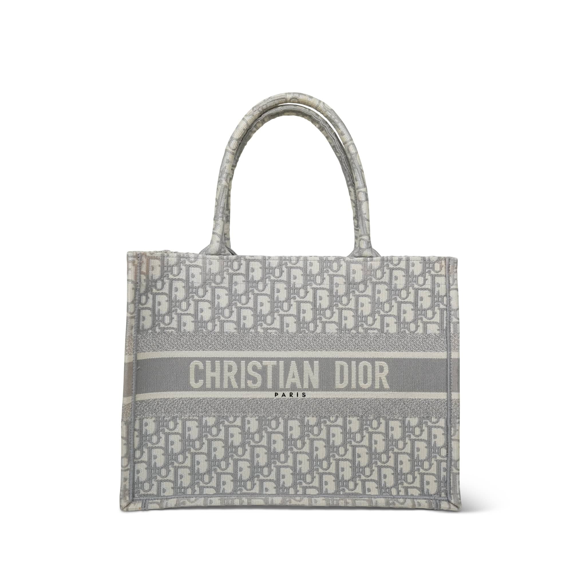 Christian Dior Dior Canvas Book Tote Grey Oblique Small